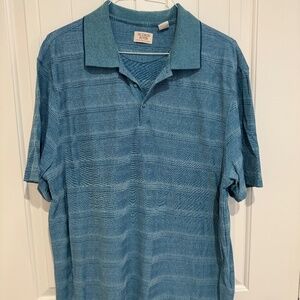 Hudson River XL Men's Blue Striped Short Sleeve Polo Shirt